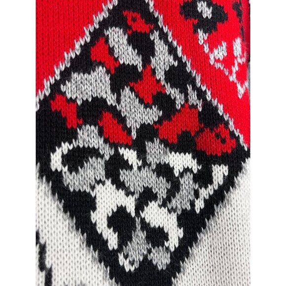 Dana Scott Sweater M Red Patchwork Floral Old Money Classic Resort Preppy 80s - Picture 6 of 10